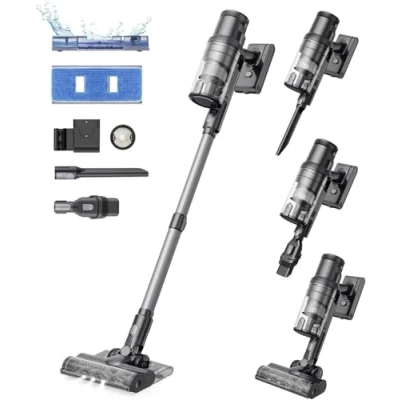 Bild av Proscenic P11 Mopping 2 i 1 Sladdlös dammsugare och mopp, 45 kPa/550 W/60 Min vertikal kvast med batteri anti trassel för mattor/hårda golv/gardiner/djurhår