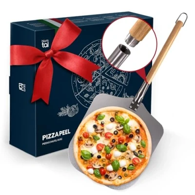Bild av Blumtal pizzaskal kort med stor yta 30,5 x cm praktiskt i aluminium trähandtag 61 trä aluminiumhandtag