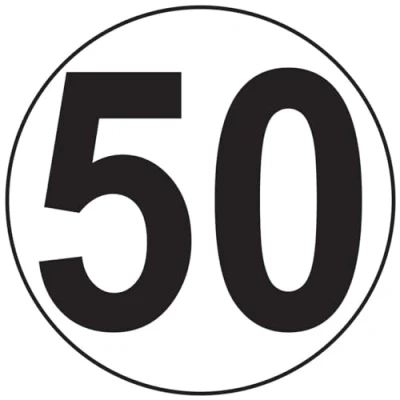 Bild av Klistermärke Macaron hastighetsbegränsning tränare traktor vikt tung skivbegränsning lastbil 50 KM/H självhäftande 10 cm diameter