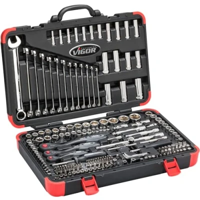 Bild av VIGOR V3277N Coffret outillage 216 6,3 (1/4&quot;), 10 (3/8&quot;), 12,5 (1/2&quot;) Héxagonal extérieur, hexagonale, à tête carrée