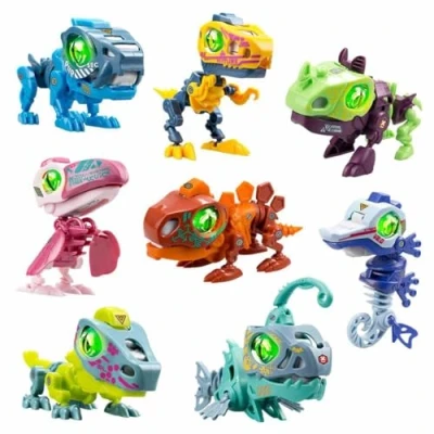 Bild av Silverlit YCOO Cyber Punk Dinosaurierobot i sitt överraskningsägg att bygga LED ljudeffekter och ljus 8 olika biopoder samla batterier ingår från 5 år