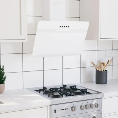 Bild av Köksfläkt 60 cm stål och härdat glas vit