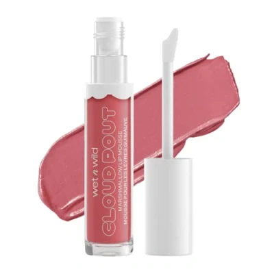 Bild av Wet n Wild Cloud Pout Marshmallow Lip Mousse, Matt Flytande Läppstift med Byggbar/Blandbar Formula, Berikad Näringsgivande Argan och Avokadoolja för att Jämna ut Fina Linjer, Madness