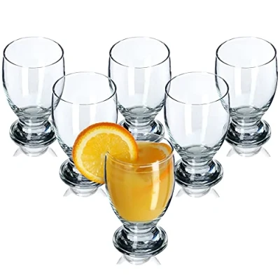 Bild av KADAX Vattenglas i set om 6 glas, dekorativa, transparenta dricksglas, juiceglas med handtag och tjocka väggar, för vatten, lemonad (250 ml, Marie)