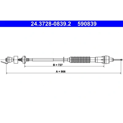 Bild av ATE 24.3728 0839.2 Câble d&#039;Embrayage avec réglage automatique CITROËN: Xsara Break, 5 portes, Coupe