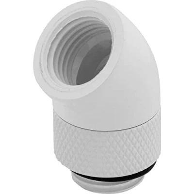 Bild av Corsair Hydro X serien 45 graders roterande adapter, tvåpack (G1/4 BSPP porttrådar, solid mässingslängd, säker rotationsmekanism, kvalitetspolerad finish, optimerad för höga flödeshastigheter) vit