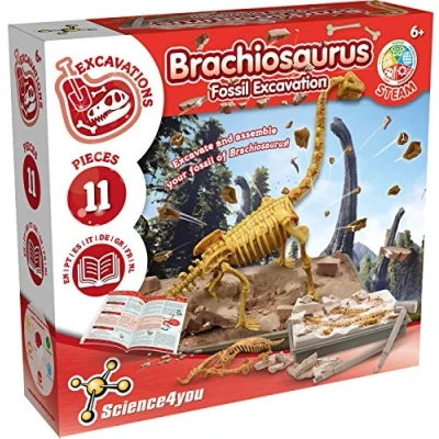 Bild av Science4you Brachiosaurus Dino utgrävningsset arkeologiset för barn med 11 delar, gräva upp din dinosaurieleksak perfekt experimentlåda, gåva och inlärningsspel barn, 6 år