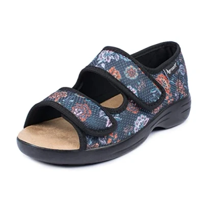 Bild av Aerosoft Reha 06 Stretchsandaler utan åtdragning, justerbar efter behag, unisex, Antracit blomma, 41 EU