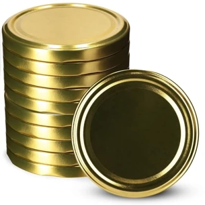 Bild av KADAX skruvlock fi82 mm, av metall, ersättningslock för konserveringsburkar, lock med 6 snäpptänder glasburkar (10 stycken, guld)