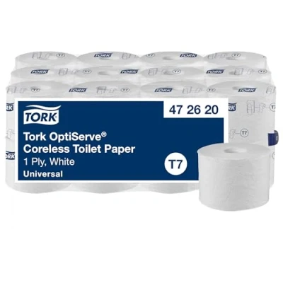 Bild av Tork OptiServe ärmlöst toalettpapper vit T7, universal, 1 lager, 24 x 250 ark, 472620