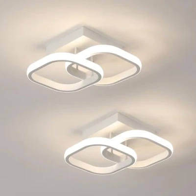 Bild av Comely Set med 2 moderna LED taklampor, 24 W, 700 LM, liten fyrkantig taklampa, inomhusbelysning för sovrum, vardagsrum, gång hall, balkong, naturligt ljus 4 500 K, vit cm