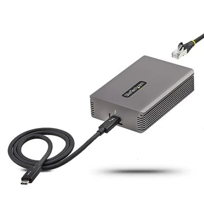 Bild av StarTech.com Thunderbolt 3 nätverksadapter, 10 GbE, till multi Gigabit LAN/Ethernet adapter, 10GBASE T/5 2.5GBASE T NIC, 3/4 LAN TB3/4 kabel, Win/Mac (TB310G2)