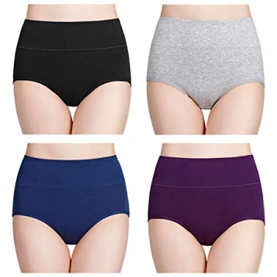 Bild av wirarpa Damunderkläder, med hög midja, bomull, heltäckande trosor, 4 pack (normal och plusstorlek), L