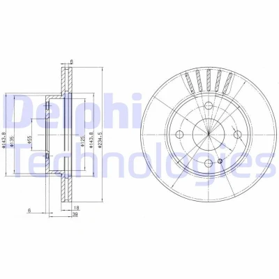 Bild av DELPHI BG2802 Disque de frein 235 18 4 ventilé huilé non traité sans roulement roue, bague ABS MAZDA: MX 5 I, FAMILIA 4, 323 C IV 3/5 portes