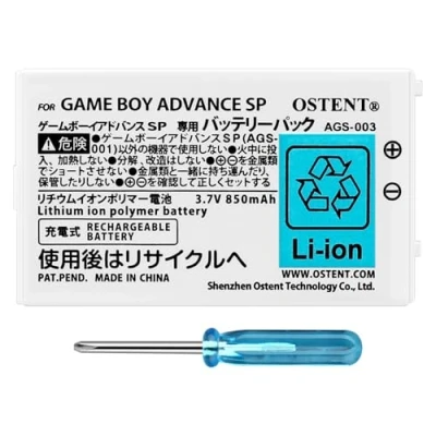 Bild av OSTENT 850mAh Uppladdningsbart Litiumjonbatteri + Verktygspaket för Nintendo Game Boy Advanced GBA SP konsolen