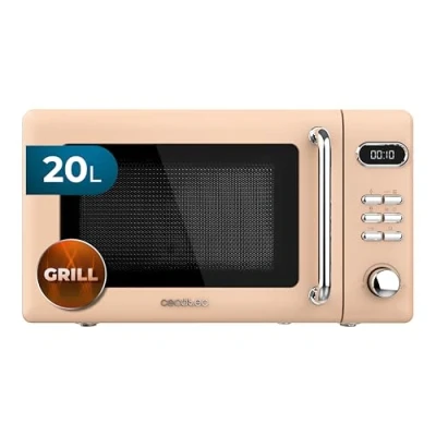 Bild av Cecotec Mikrovågsugnar 20L Med Grill Proclean 5110 Retro Beige. 700 W på 5 nivåer, timer upp till 60 minuter, 8 program och avfrostningsläge, vintage design i beige