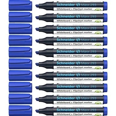 Bild av Schneider Maxx 293 whiteboardmarkör (linjetjocklek: 2+5 mm, påfyllningsbar) förpackning med 10 blå
