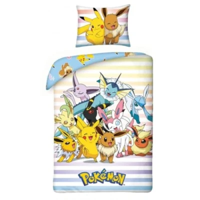 Bild av POKEMON Pikachu EEVEELUTIONS EEVEE Sängkläder Set Påslakan 140 x 200 cm + 70 90 örngott Vändbar 100 % POLYESTER Flerfärgad