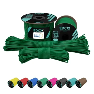 Bild av EdcX 2 mm Nylon Paracord 275 (15, 30, 50 och 100 m) % nylonrep, 3 trådig, i många färger (grön, 15