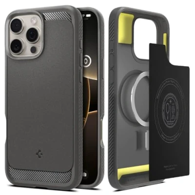 Bild av Spigen Rugged Armor MagFit Skal Kompatibel med iPhone 16 Pro Max Case Fodral Grå