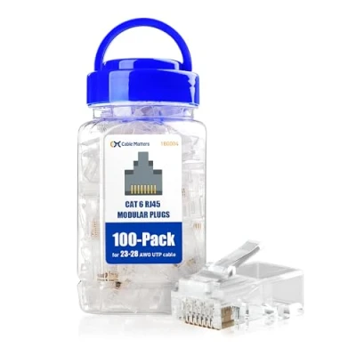 Bild av Cable Matters 100 pack Cat 6, Cat6 RJ45 modulära pluggar för fasta eller strängade UTP kablar,