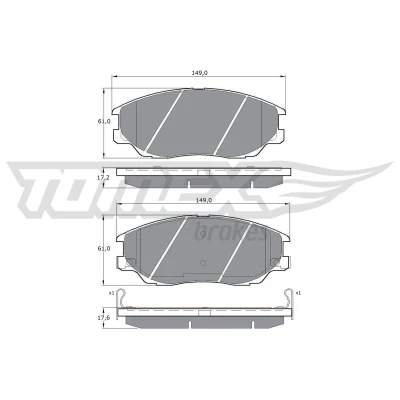 Bild av TOMEX brakes TX 17 09 Jeu de plaquettes frein Essieu avant avec indicateur d&#039;usure SSANGYONG: Stavic SUV, RODIUS I, 2, HYUNDAI: Terracan