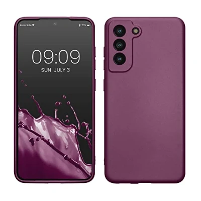 Bild av kwmobile fodral kompatibelt med Samsung Galaxy S21 FE mjukt smalt metalliskt TPU silikonskydd metallisk lavendel