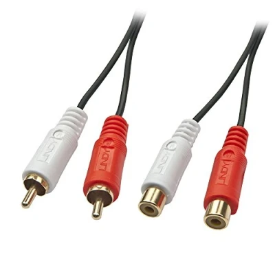 Bild av LINDY ljudkabel stereo 2X RCA hane till kvinna, 10 m, förgylld