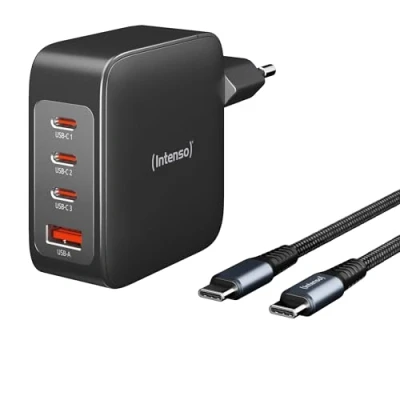 Bild av Intenso W140A3C GaN nätadapter, 3 USB C nätaggregat upp till 140 W och datakabel teknik, Mfi certifierad, vit : Amazon.de: elektronik foto