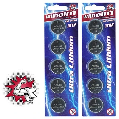 Bild av 10 x CR2430 WILHELM litiumknappcell 3 V 270 mAh ø 24,3 3,0 mm batteri DL 2430