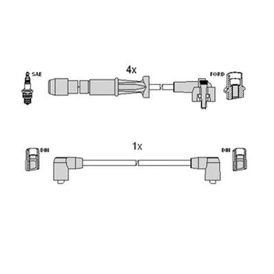 Bild av HITACHI 134339 Jeu De Fils d&#039;Allumage FORD: Sierra Mk2 3/5 portes, Transit Mk4 Сamion à Plateau/Сhâssis, Berline