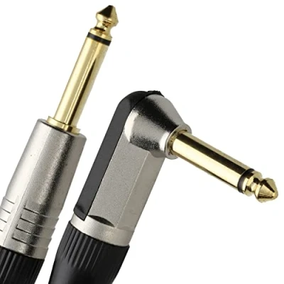 Bild av kenable GOLD högervinklad mono uttag 6,35 mm gitarr/amp lågt ljud kabelledning 2 m [2 meter]