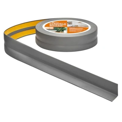 Bild av Quest Självhäftande Mjuk Golvlist 30 mm x Böjbar list, avslutningslist för kök och badrum Sockellist PVC, flexibel, vattentät, dekorativ (Mörkgrå, 10m)