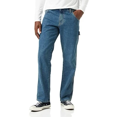 Bild av Dickies Herrdenim utility stentvättad look, avslappnad passform, jeans, Modernt arv kaki, 34W / 30L