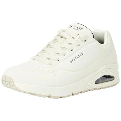 Bild av Skechers Uno Stand on Air Trainers för män, Off White Durabuck Mesh, 43 EU