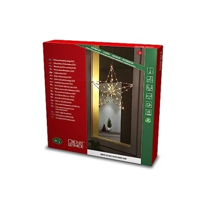 Bild av Konstsmide Micro LED silverstjärna, silver, 4,5 V, inomhus (IP20), 90 bärnstensfärgade dioder, silverfärgad kabel 1802 993