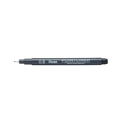 Bild av Pentel Pointliner S20P 8A, fineliner svart, vattentät och ljusäkta, 0,8 mm, 12 stycken