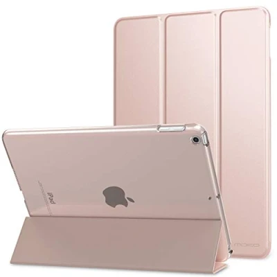 Bild av MoKo Case Fit 2018/2017 iPad 9.7 6th/5th Generation, Slim Lightweight Smart shell Stand Cover with Translucent Frosted Back Protector Inch 2018/2017, Auto Wake/Sleep Rose Pink