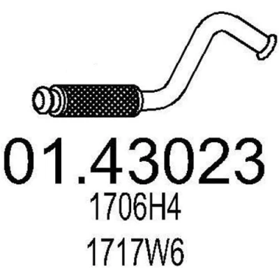 Bild av MTS 01.43023 Tuyau d&#039;échappement 545 avant pour silencieux au milieu PEUGEOT: 307 3/5 portes, Break, SW, CITROËN: C4 Coupe, I portes