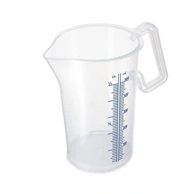 Bild av Thermohauser mätkopp med stängt handtag, 500 ml, plast PP, blå skala i liter och milliliter 8300040083 transparent