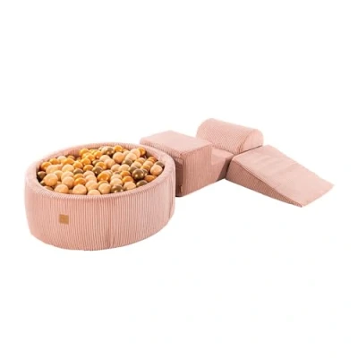 Bild av MEOWBABY Lekset med Bollbad 240x45cm/200 Bollar Skumspelsblock Barnrum Skumlekset Skummodul Lekplats för Barn Baby Rumsleksak, Manchester, Rosa: Beige/Gul/Platina