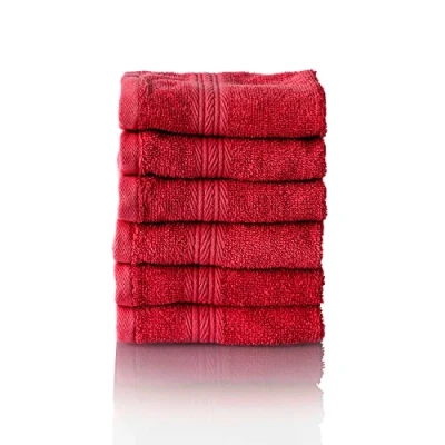 Bild av ALCLEAR Komfort frottéhandduk set absorberande av 100% ekologisk bomull, frottéserie i 6 färger och 5 storlekar, färg: röd, x ansiktsdukar 30 cm