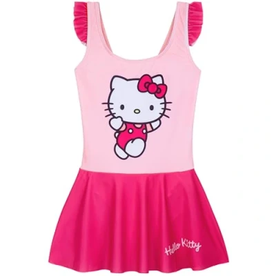 Bild av Get Trend flickor baddräkt stretchig i en del bekväma tonåringar badkläder för strand pool semester nödvändigheter, Rosa Hello Kitty, 9 10 År