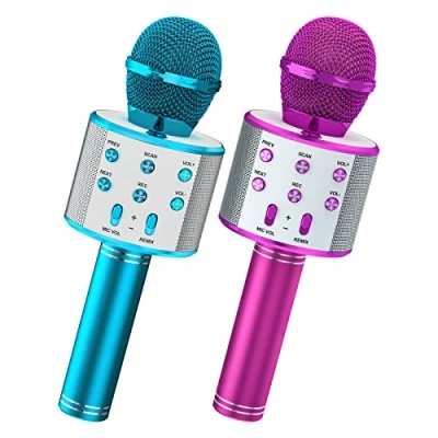 Bild av Wowstar Trådlös karaokemikrofon, karaoke Bluetooth mikrofon för barn vuxna, bärbar handhållen mikrofonhögtalare barn/vuxna sjunga, kompatibel med Android/iOS/PC/smartphone
