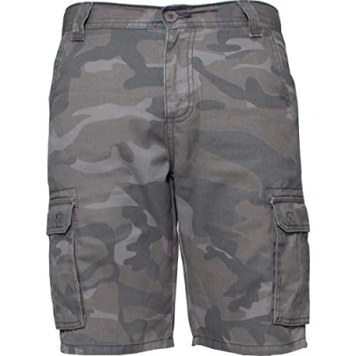 Bild av Enzo Jeans herr cargo kamouflageshorts sommar strid kamouflage chino halvbyxor, Grå, 34W
