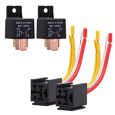 Bild av Ehdis 2 pack bilrelä 12 V 80 APM 4 stift, växlingsrelä med uttagshållare för lastbil, motor, slitstark på/av normalt öppen SPST reläkontakt tråd