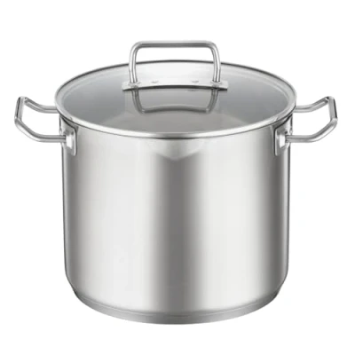 Bild av RÖSLE EXPERTISO Grönsaker och soppgryta, högkvalitativ universell kastrull i rostfritt stål 18/10, 24 cm, glaslock, inre skala, induktionssäker, diskmaskinssäker, silverfärger