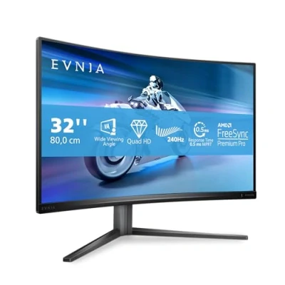Bild av Philips Evnia 32M2C5500W 32 tum QHD böjd spelskärm, 240Hz, VA, 0,5 ms, HDR400, AMD FreeSync Pro, höjdjustering, USB HUB (2560 x 1440 HDMI 2.0/DP 1.4/USB 3.2)