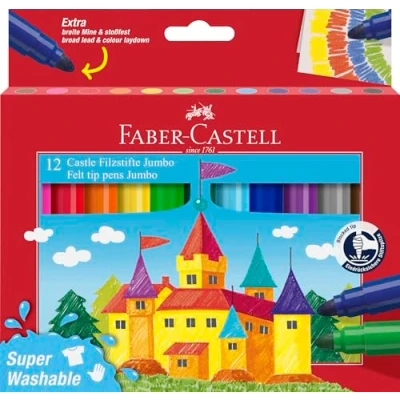 Bild av Faber Castell 154311 pennfodral med 12 Jumbo markörer flerfärgad supertvättbar