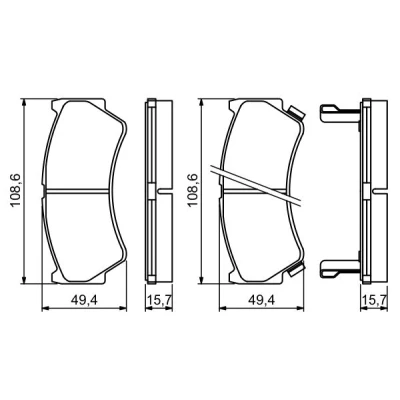 Bild av BOSCH 0 986 494 234 Jeu de plaquettes frein Low Metallic avec indicateur d&#039;usure tôle anti bruit SUZUKI: Baleno I 3/5 portes